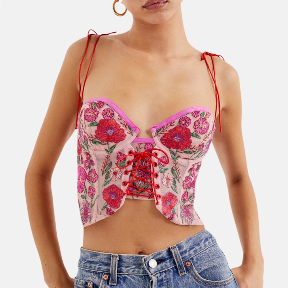 For Love and Lemons Floral Kaylee Top Small